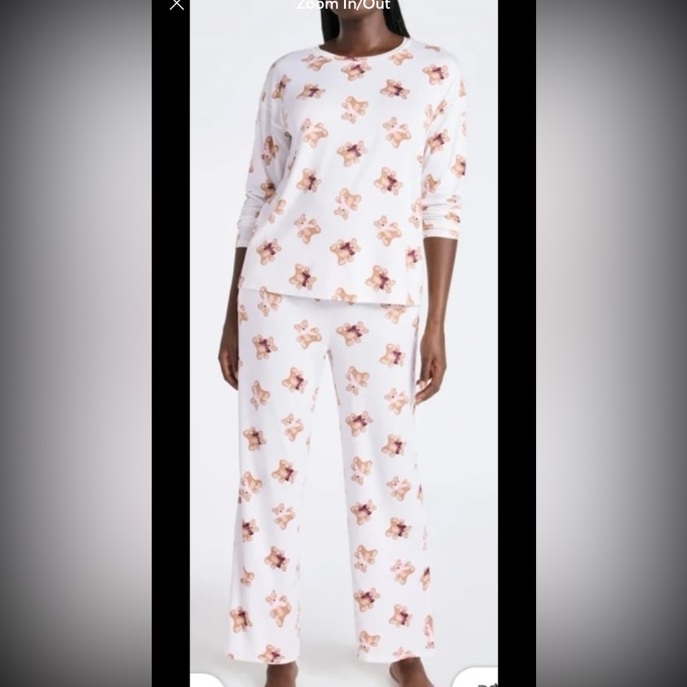 Joyspun Women's Dreamy Soft Collection Long Sleeve Sleep Top & Straight Leg Pant